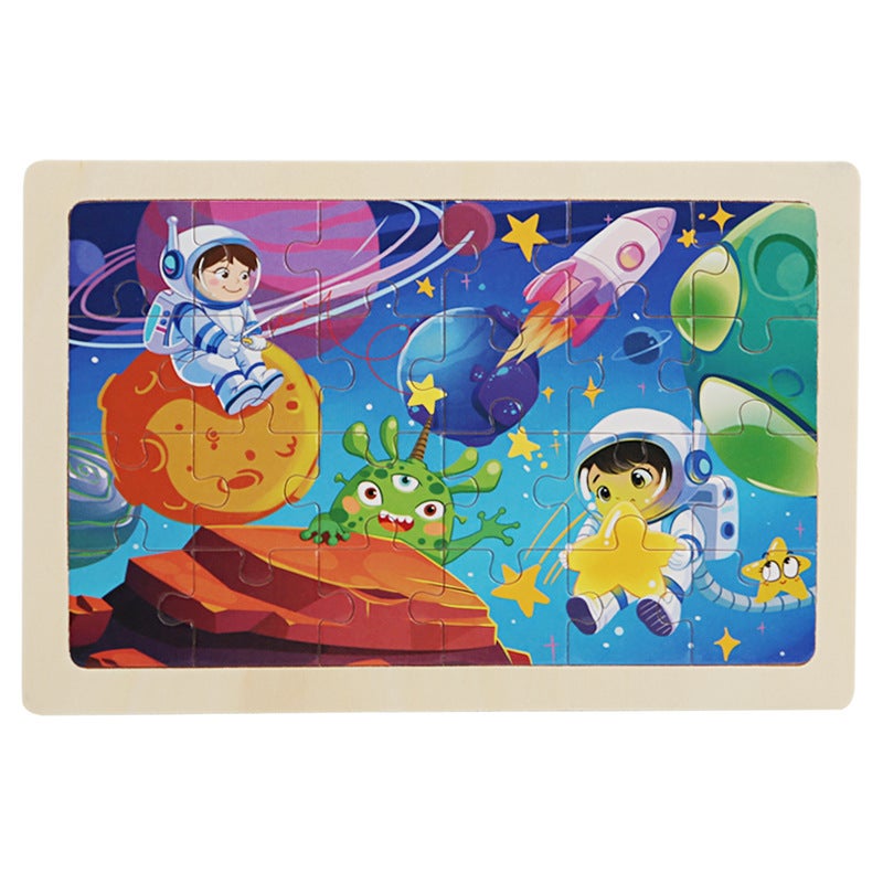 24 Children'S Wooden Cartoon Animal Dinosaur Plane Wooden Puzzle Boys And Girls Baby Early Education And Intelligence Toys - Image 1